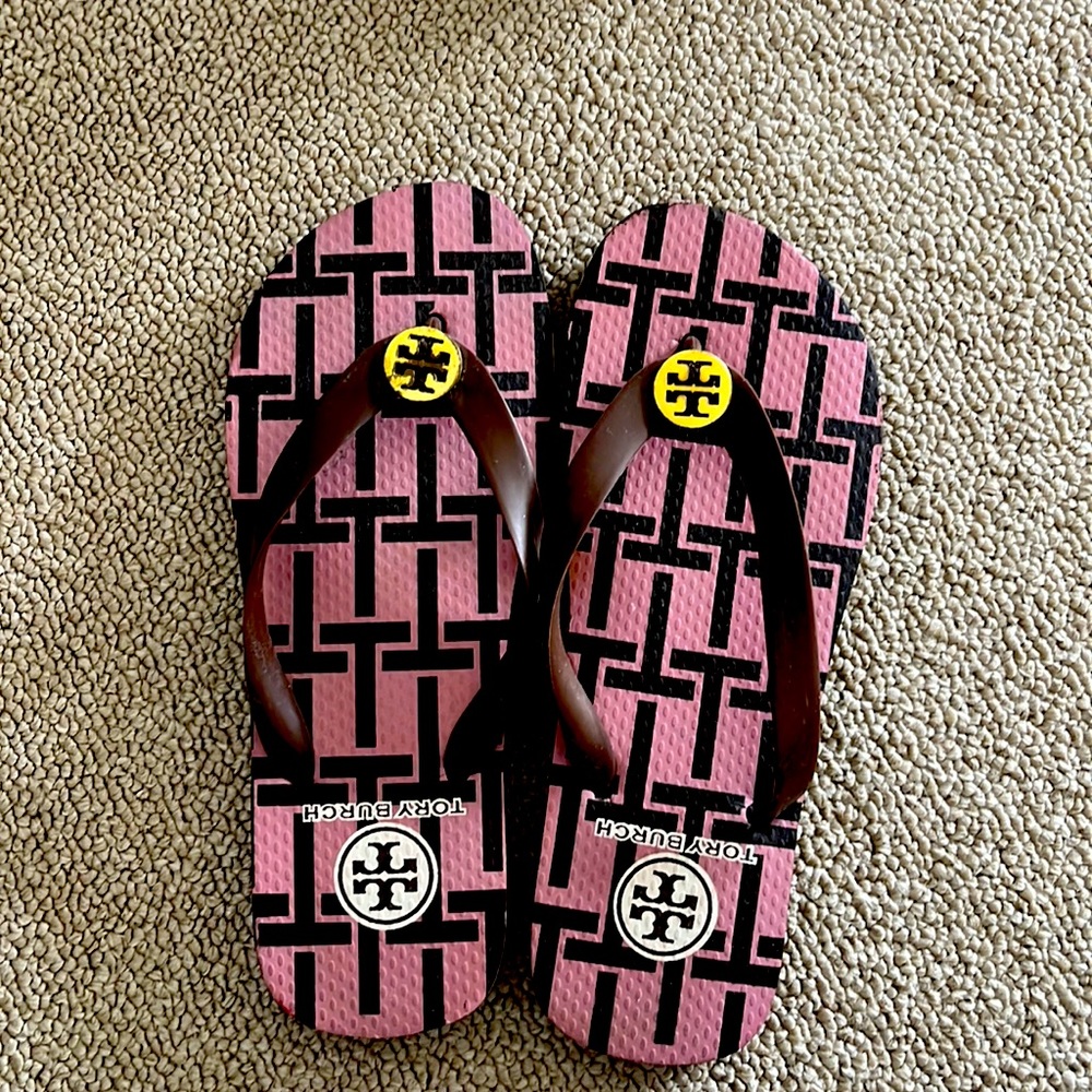 Tory Burch brown flip flops size 7